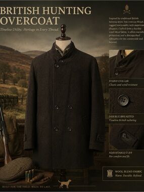 British Hunting Overcoat Pea Coat - Brown